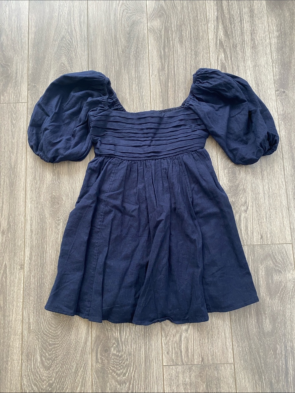 Abercrombie & Fitch - Navy Puff Sleeve Mini Dress - Size S Petite